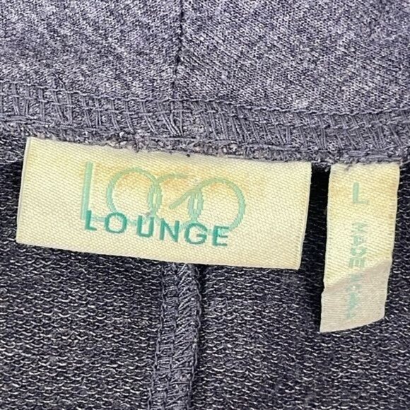 LOGO Lori Goldstein Blue French Terry Cardigan sz Large Open Waterfall Neckline - Picture 5 of 10